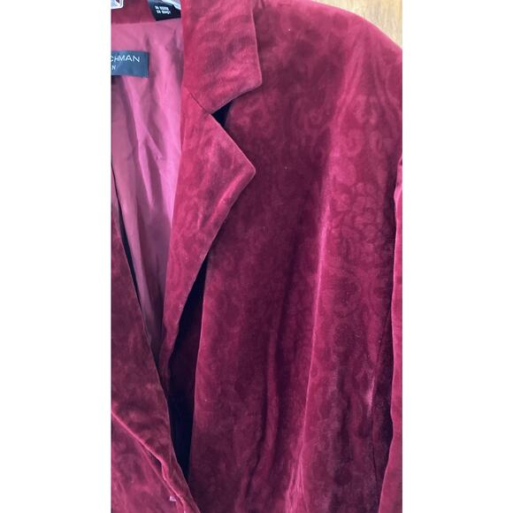 Dana Buchman Womans Velvet Blazer Sz XXL ? Red Patterned Holiday Whimsy Goth - Picture 3 of 12